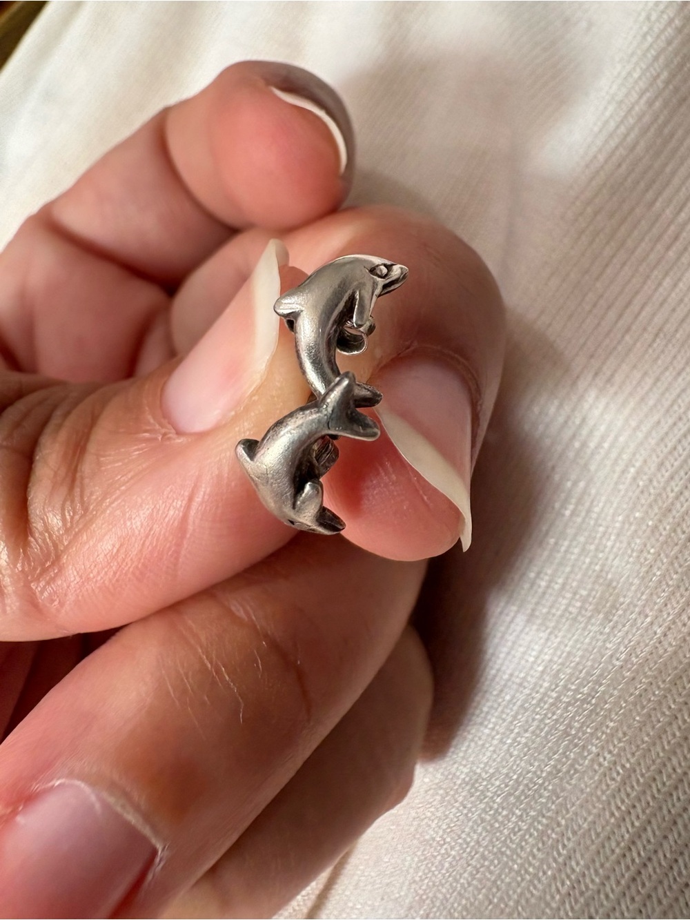 Dolphin Wrap Earrings in Silver Tone